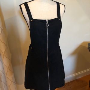 Black overall dress with front zipper